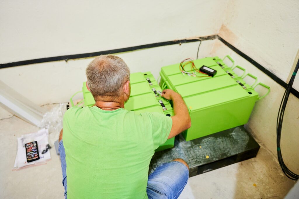 Man electrician wiring 