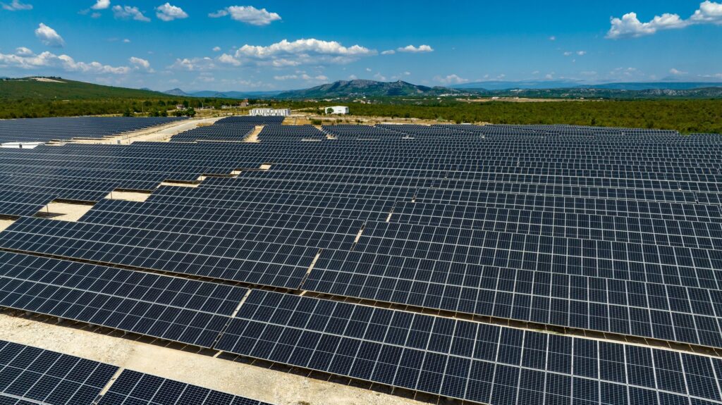 Photovoltaic energy farm aerial